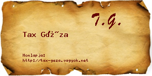 Tax Géza névjegykártya